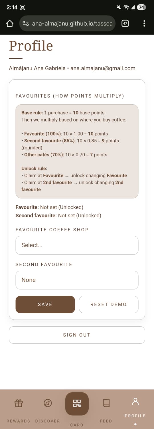 Profile selecting favourites